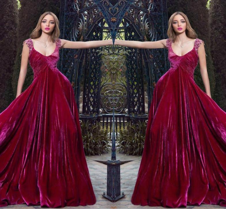 

Rami Salamoun Red Prom Dresses A Line Scoop Neck Lace Appliques Beaded Velvet Evening Gowns Formal Designer Party Dresses7802929, Daffodil