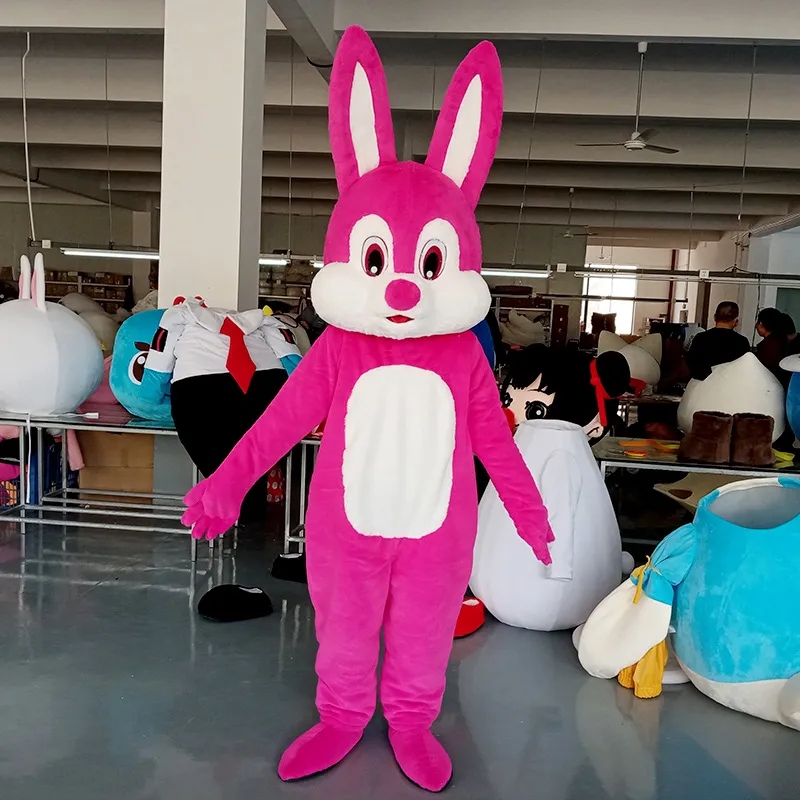 

Rose Rabbit Halloween Bunny Easter Rabbit Mascot Costume Adult Size Fancy Dress, As picture