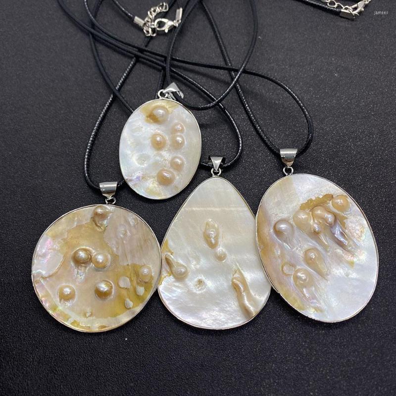 

Pendant Necklaces Made Of Natural Abalone Shells With Pearl Remaining Fashionable Charm And Exquisite Necklace Suitable For Banquet Wear