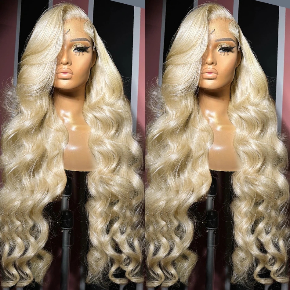 

Fashion Design 28 Inch Transparent 13x6 13x4 613 HD Lace Frontal Wig Human Hair Wigs Brazilian Remy Color Body Wave Lace Front Wigs for Women, Blonde