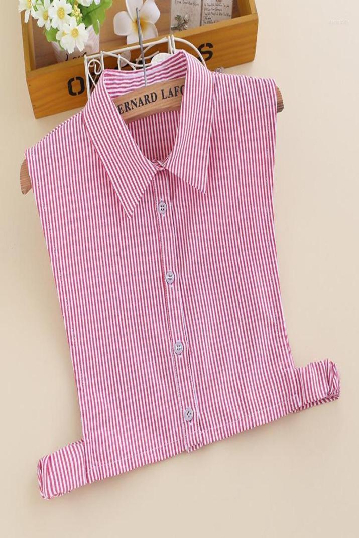 

Bow Ties Korean Women Fake Collar Ladies Striped Red Removable Lapel Detachable Collars Half Shirt Blouse Female Sweater False1609336