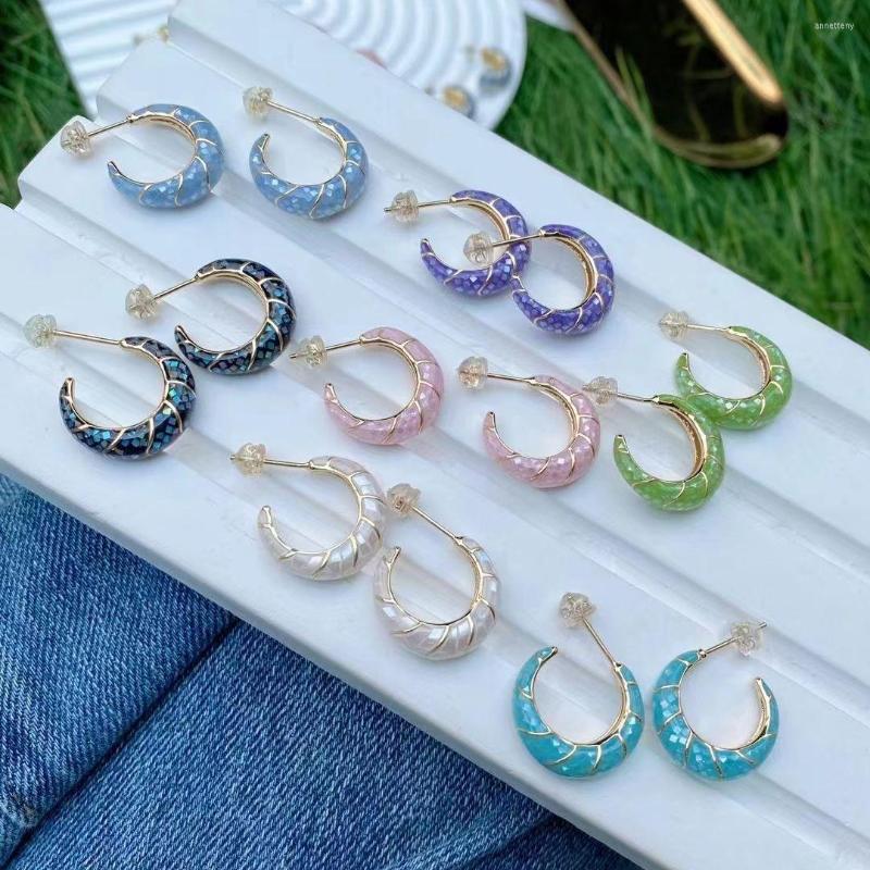 

Stud Earrings 3 Pairs Korean Vintage Shell Earring Women 2023 Fashion Jewelry Round Circle Shape Colorful Gift