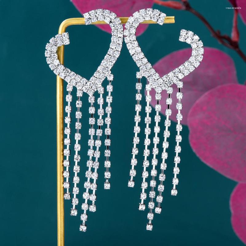 

Dangle Earrings GODKI Luxury Heart Long Tassel Trendy Cubic Zircon Shiny For Women Wedding Engagement Party JEWELRY GIFT