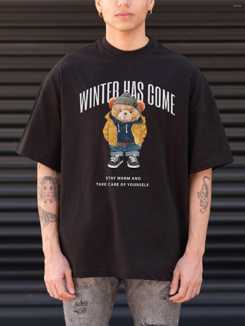 

Men' T Shirts Teddy Bear Stay Warm And Take Care Of Yourself T-Shirts Men Sport Fashion Tee Shirt Soft Cotton Clothes Casual All Match, Blue