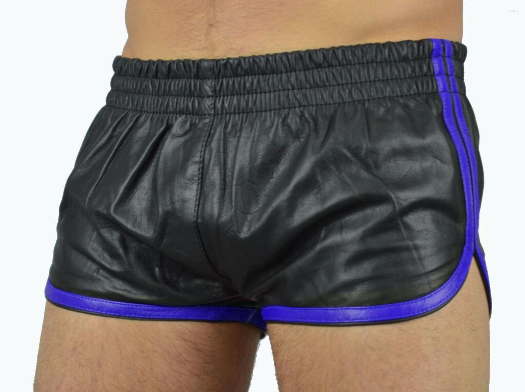 

Men's Shorts Men Leather Short Superior Quality Solid Colour PU Strappy Casual TrousersShorts Rock Streetwear, White