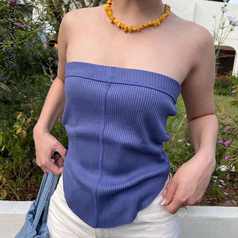 

Women' Tanks Knitted Tube Tops Off Shoulder Cami Top Women Summer Clothes Streetwear 2000s Solid Slim Strapless Tank Camisoles For, Purple