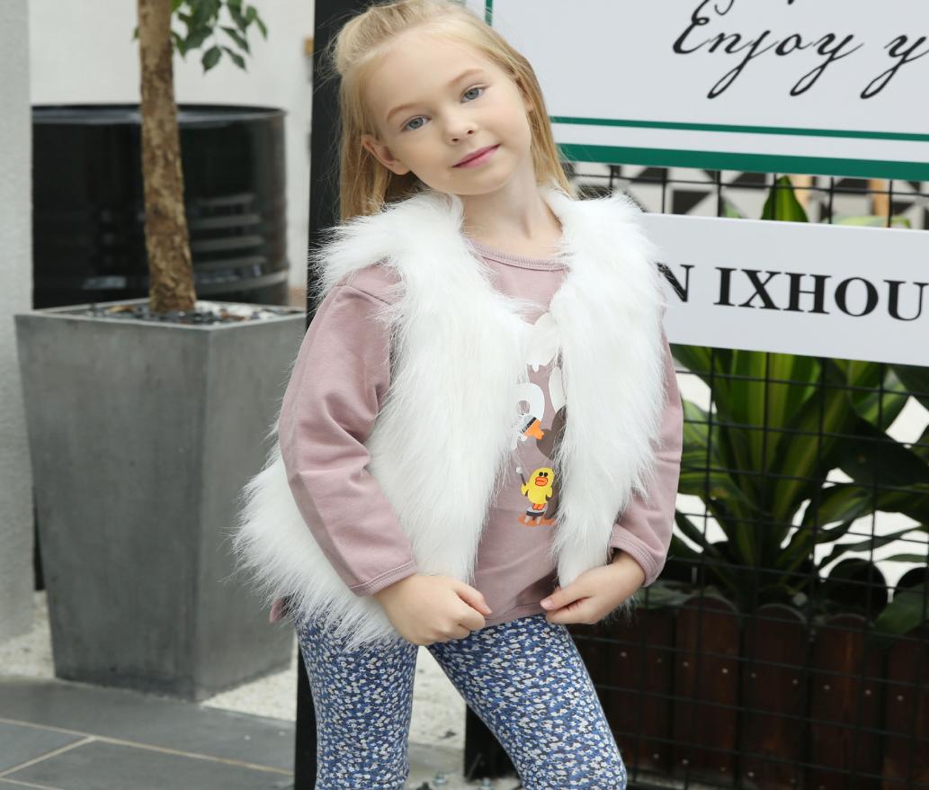 

Waistcoat jacket kids autumn winter Girls fur vest fashion highgrade brand Children039s clothes wholesal 9pcslot8116936, Ivory