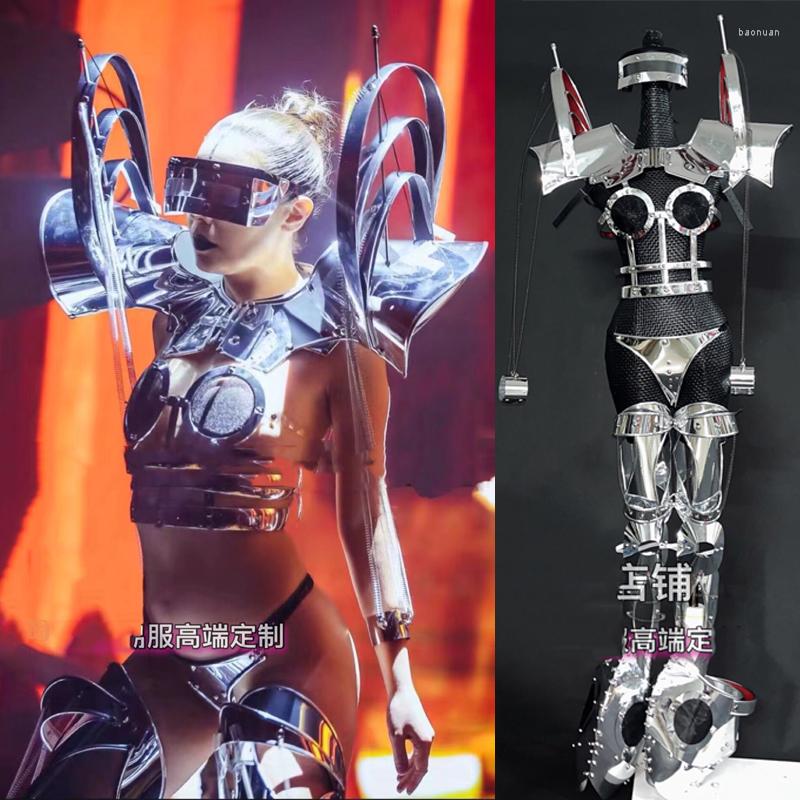 

Stage Wear Silver Reflective Technology Style Space Themed Party Costumes Nightclub Female Singer Sexy Clothes Rave Outfits DWY7395, Suit