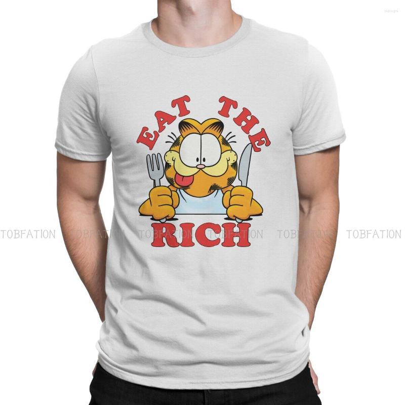 

Men' T Shirts Eat The Rich GarfieldCat Men Shirt Cotton Grunge Crewneck Tee Harajuku Short Sleeve, Green