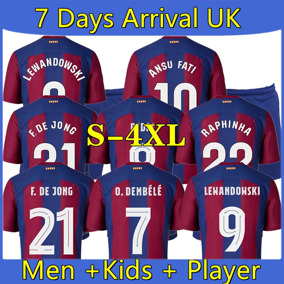 

S-4Xl ANSU FATI PEDRI soccer jersey Player version Camisetas de football GAVI ADAMA Barcelonas FERRAN 2023 24 GRIEZMANN F. DE JONG DEST shirt men kids kit TOPs, [23-24] home+la liga
