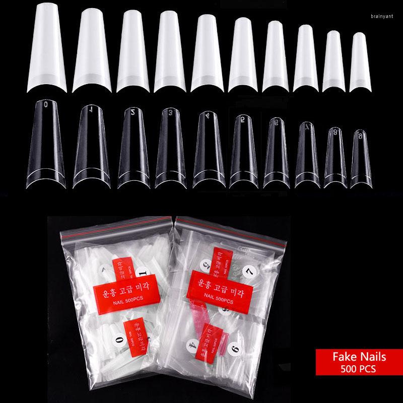 

False Nails 500pcs White Clear Full Cover Acrylic Tips Extension Long Press On Fake Art Decoration Manicure Accessories