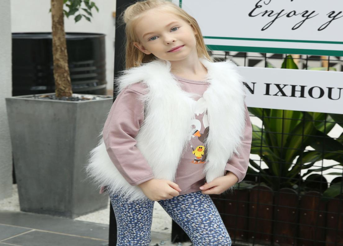 

Waistcoat jacket kids autumn winter Girls fur vest fashion highgrade brand Children039s clothes wholesal 9pcslot8212395, Ivory
