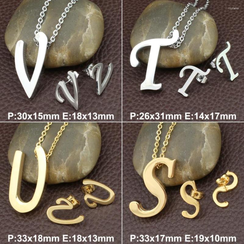 

Necklace Earrings Set S-Z Wholesale Stainless Steel Letter Stud And Pendant Fashion For Women & Kids SBJGBOBI, Picture shown