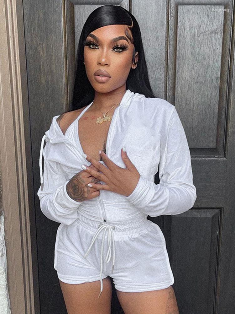 

Women' Tracksuits Kalevest Y2K Tracksuit Three Piece Sets Milkmaid Top Zipper Coat And Lace Up Short Pants Brown Mall Goth Rave Women 3, White