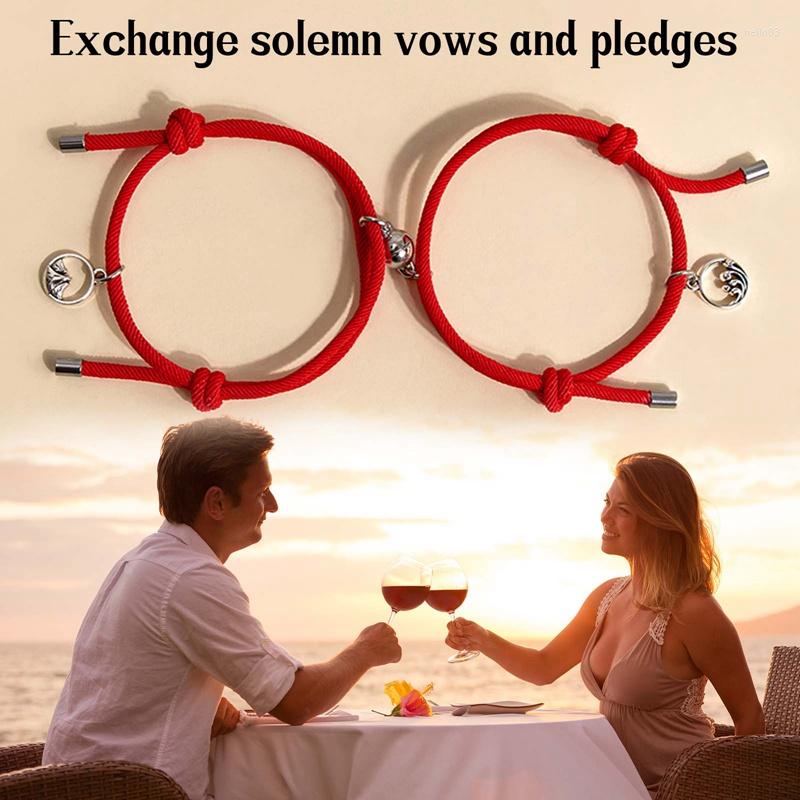 

Charm Bracelets Black Red String Braided Couple Bracelet Woven Knots Lucky Rope Bangles Men Women Anniversary Jewelry Lover Gift