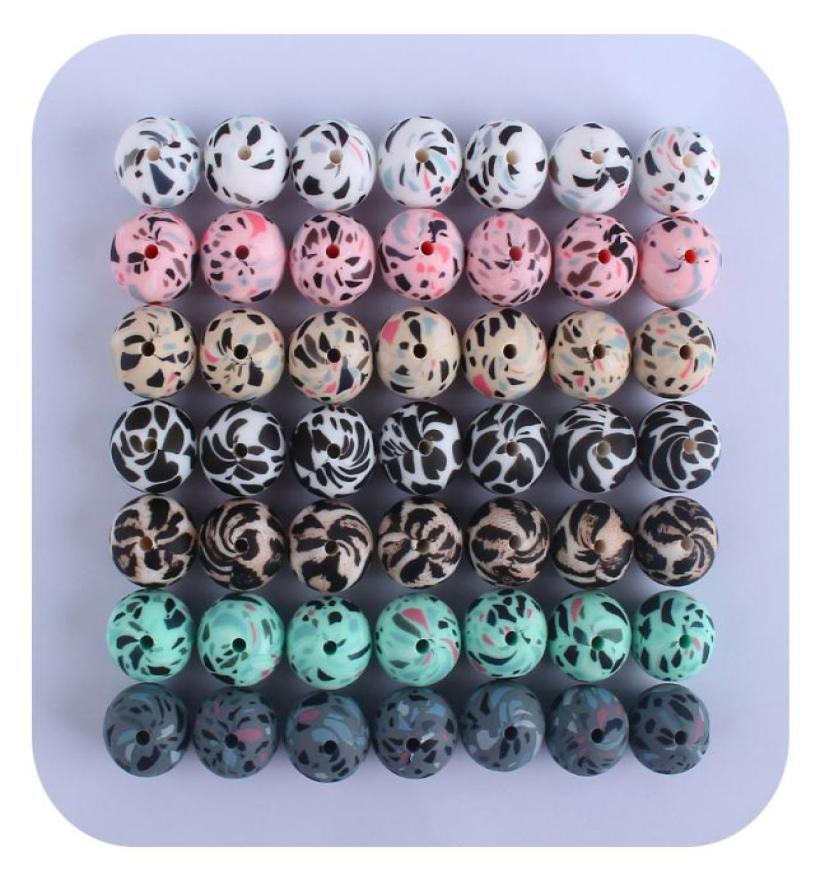 

50Pcs Silicone Beads Leopard Print 1215mm Baby Teether Teething Terrazzo DIY Jewelry A Pacifier Clip Making 2084 T28109402