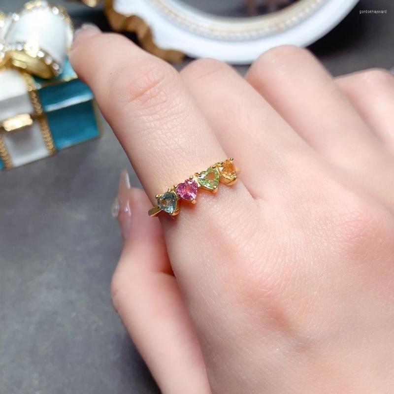 

Cluster Rings Natural Tourmaline Ring 925 Silver Certified 4x4mm Gemstone Setting Holiday Gift For Girls Free Product