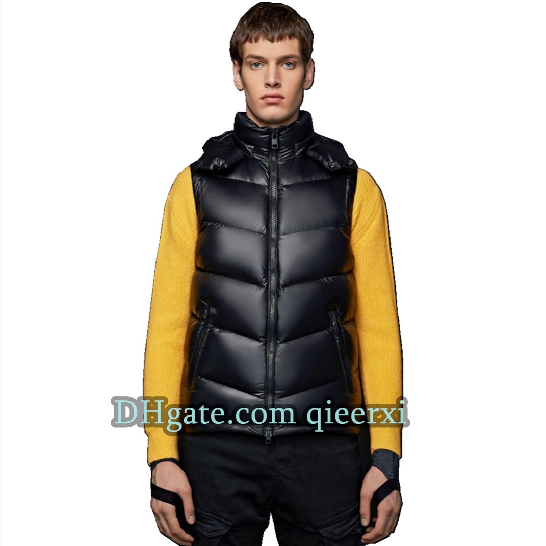 

Down jacket winter Vests Parkas Coat Hooded Outerwear Waterproof For Men And Women vest Windbreaker Keep warm Hoodie Thick clothing Detachable hat Unisex coat iii, No.2-black-shiny