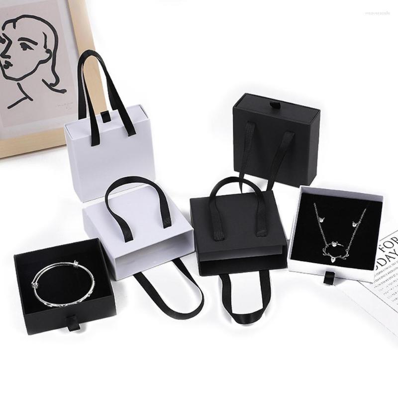

Jewelry Pouches 12pcs Drawer Box With Ribbon Small Paper Boxes For Ring Necklace Earring Bracelet Organizer Packaging Display Custom