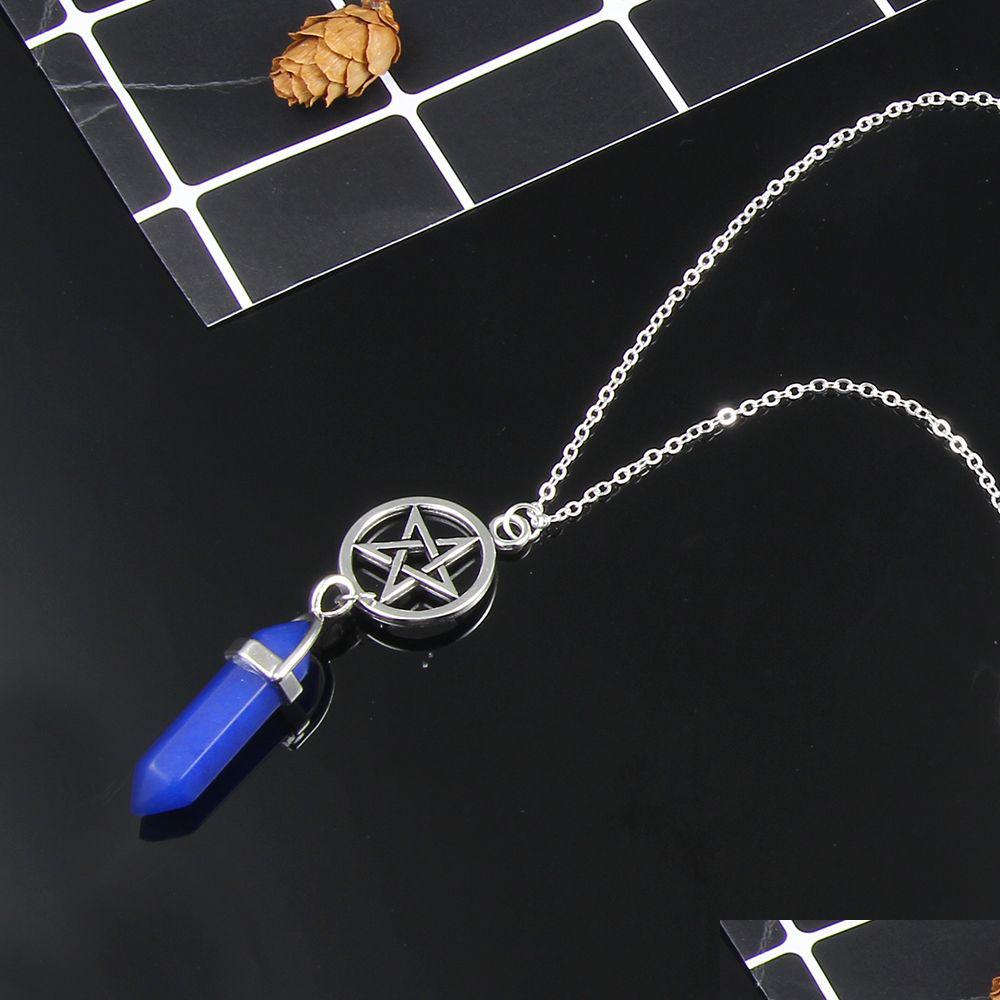 

Pendant Necklaces Hexagonal Amethyst Quartz Necklace - Natural Crystal Healing For Chakra Nce And Bohemian Style Drop Delivery Jewel Dhfbb