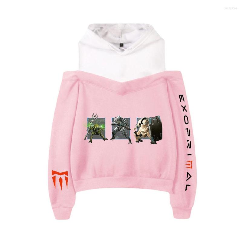 

Men's Hoodies Game Exoprimal 2D Printing Women Hooded Off-Shoulder Sweatshirt, Navy blue