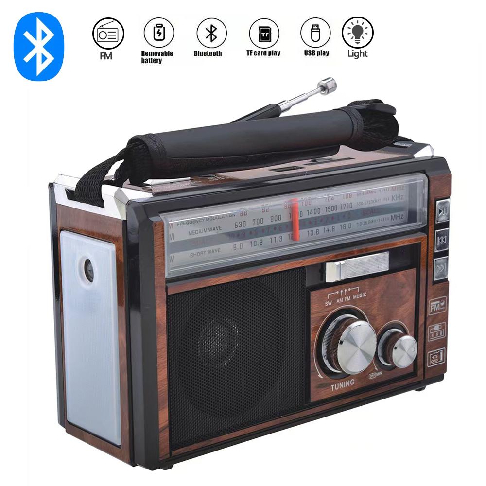 

Dresses High Sensitivity Retro Portable Wireless Bluetooth Radio Receiver Three Band Radio Tf Card /usb Mp3 Digital Playerr Fm Pointer, Gold