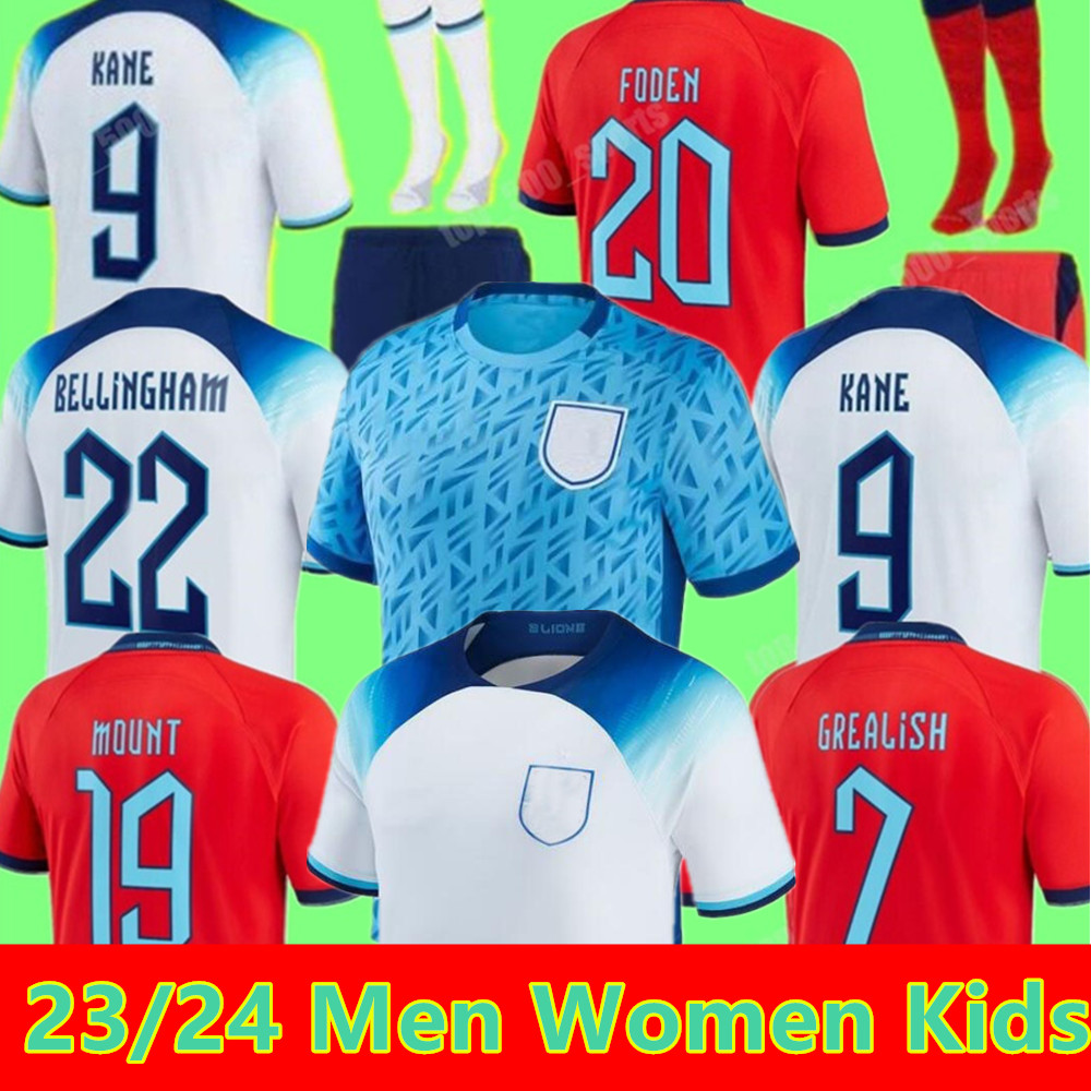 

2023 2024 Angleterre KANE BELLINGHAM SAKA soccer jerseys FODEN STERLING RASHFORD SANCHO EnglandS 23 24 national football shirts Men Women Kids child kit uniforms, 2023 away kids