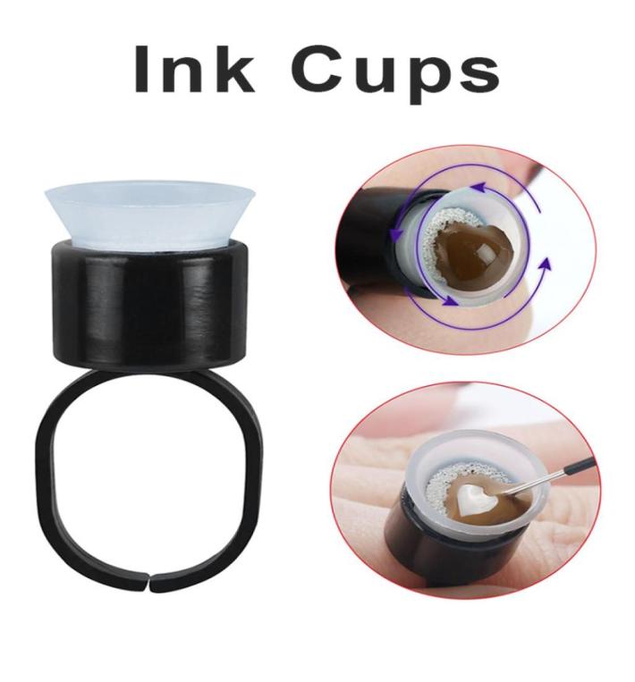 

100pc Tattoo Ink CupsCaps Microblading Pigment Ring Cups For Permanent Makeup 3D Eyebrow Embroidery Pigment Holder Tattoo Tools A9534406