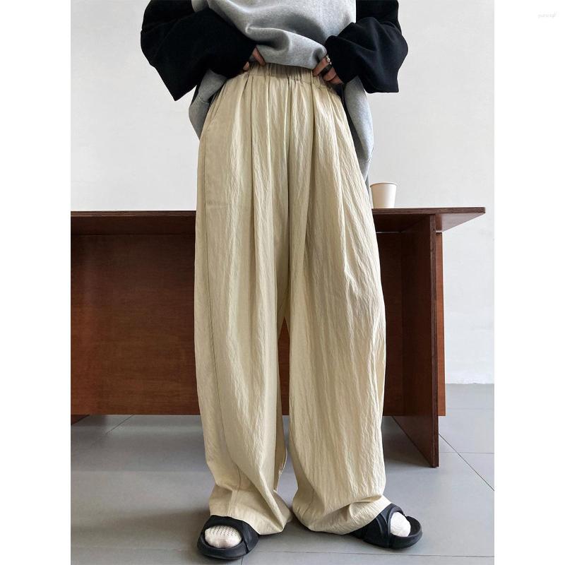 

Women's Pants Vintage Shirring Folds Women Drapped Loose Casual Lady Long Capris