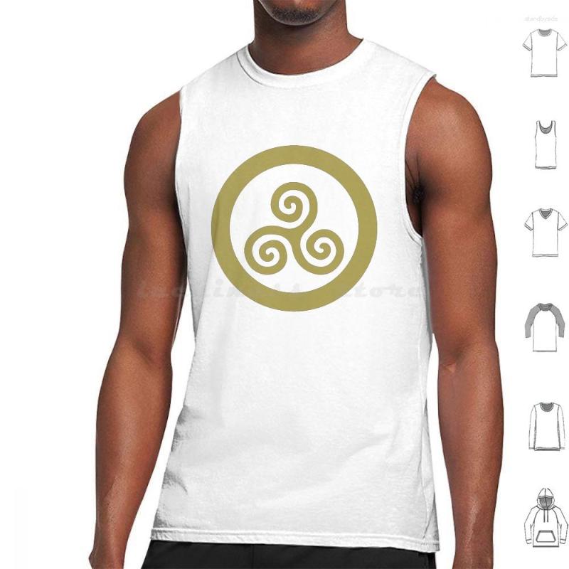 

Men' Tank Tops Golden Viking Horn Triskelion-Tri Spiral White Vest Sleeveless Leather Norse Ancient, M-tank-white