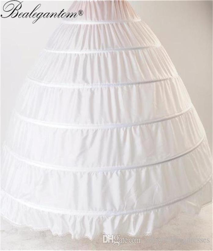 

In Stock Wedding Accessories Petticoat Ball Gown 6 Hoops Underskirt For Dress Crinoline Q056361207, White