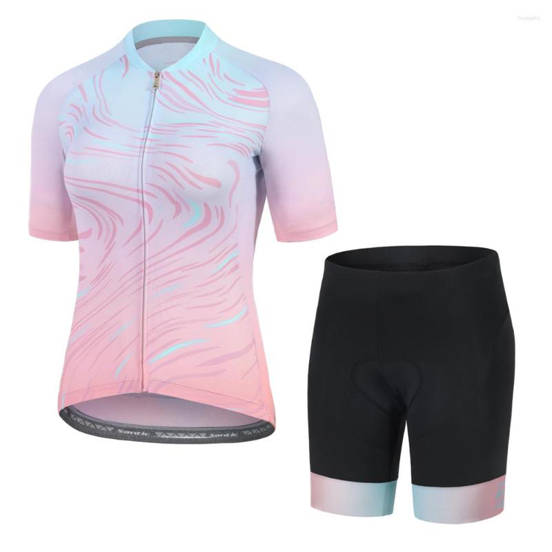 

Racing Sets Santic Woman's Cycling Jersey Set Shorts 4D Padded Short Sleeve Quick Dry MTB Bike Outdoor Fitness Activewear Asian Size, Kl2c02236-kl2c05153