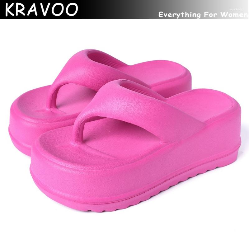 

Slippers KRAVOO 2023 Summer Flat Women Genuine Leather Black White Flops Thick Sole Mules Casual Comfort Slides Woman Shoes