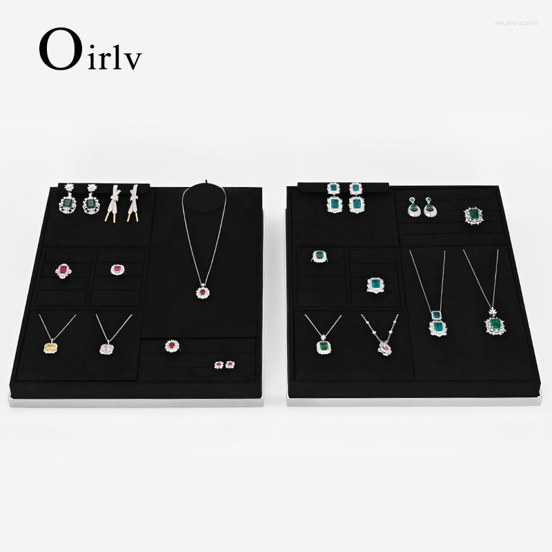 

Jewelry Pouches Oirlv Black Display Set Shop Cabinet Props Necklace Bust Store Ring Earrings Bangle Tray