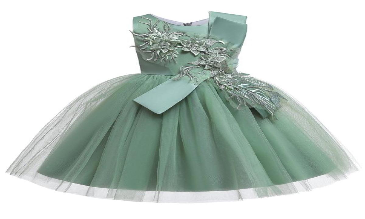 

Kids Dress Bow Embroidery Girl Dresses Cute Princess Dresses Flower Children Dresses9211259, Green