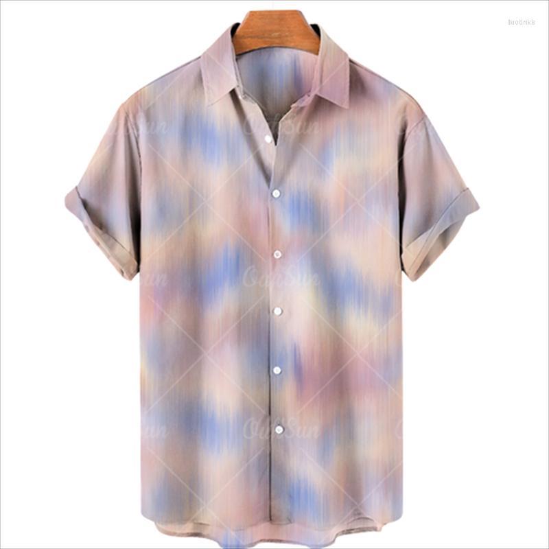 

Men' Casual Shirts Men' Oversized Men' Short Sleeve Hawaiian Shirt One Button Loose Versatile Gradient Man Summer Beach Tops 5XL, Zl-2276