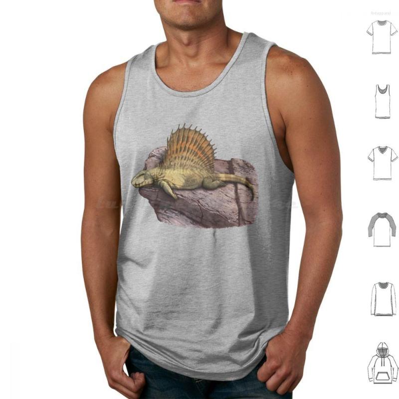 

Men's Tank Tops Dimetrodon Print Cotton Prehistoric Animal Reptile Nature Paleoart Sciart Scientific Illustration, M-tank-gray