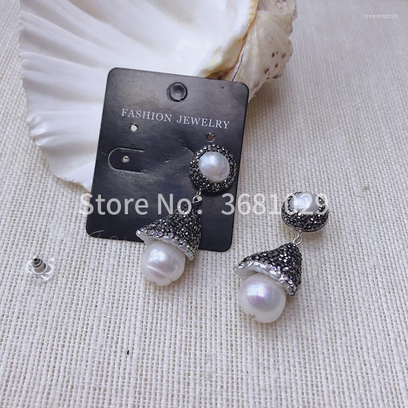 

Dangle Earrings Personalised With Simple Atmosphere Drill Pearl Freshwater Pendant