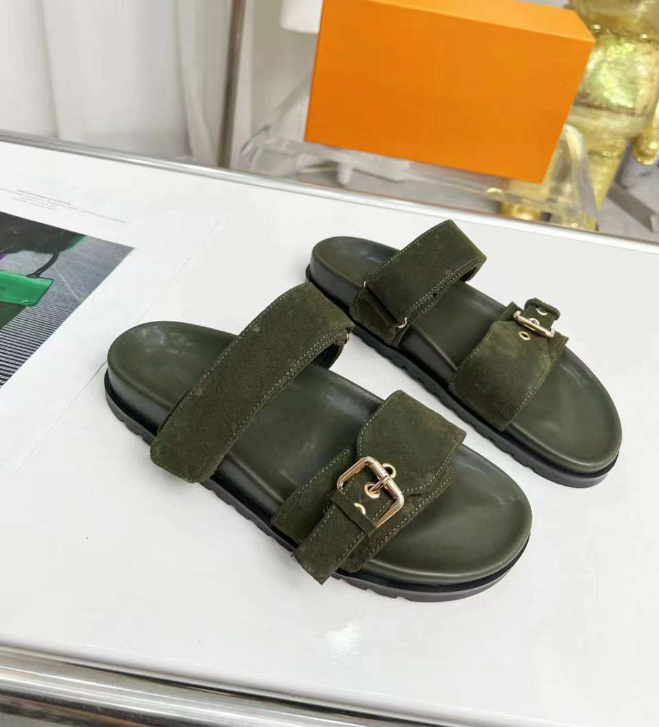 

High Quality Outdoor Beach Shoes luis Fashion Slippers Women designer vuttonity Summer Slides leisure Sandals L131