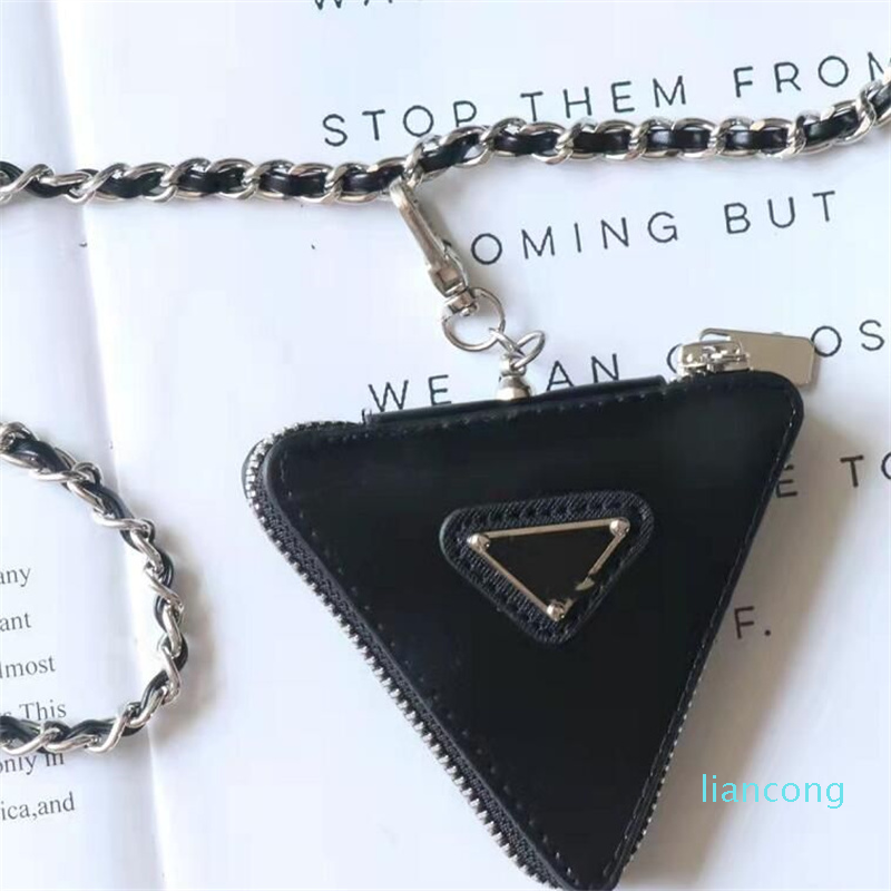 

Designer Fashion Mini Lady Style Triangular Waist Bag Decorate Chain Letter Solid Color Leather Messenger Change Purse, Customize
