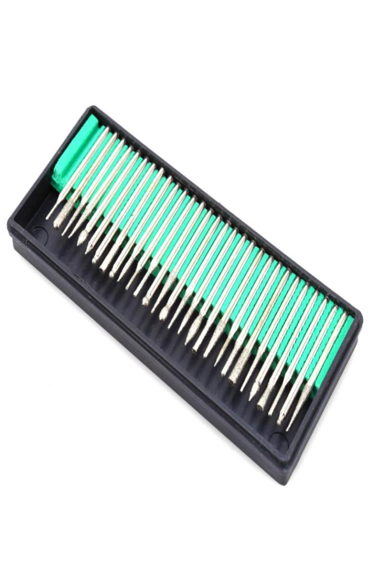 

Whole 30 pcsset DIY 30mm Corundum Diamond Grinding rods Jade Glass Engraving Head Polishing Needle For Drill Tool Nail Art 2891846