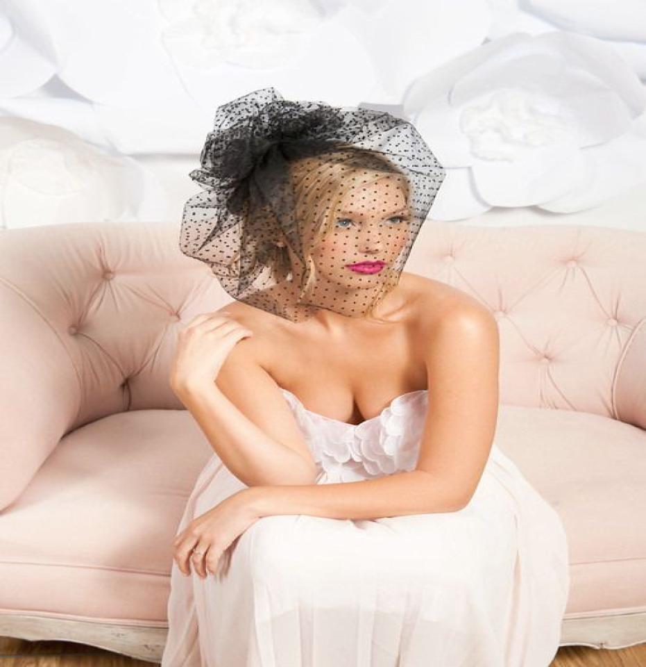 

Vintage Black One Layer With Blusher Polka Dot Tulle Veils Wedding Veil Short Bridal Veil1913592, Ivory