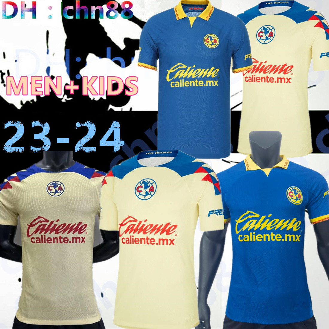 

Fans player Liga MX Club America 2023 2024 Soccer Jerseys R.MARTiNEZ GIOVANI F.VINAS home away 3rd training 22 23 24 football men and women shirt -3XL, 23-24 home