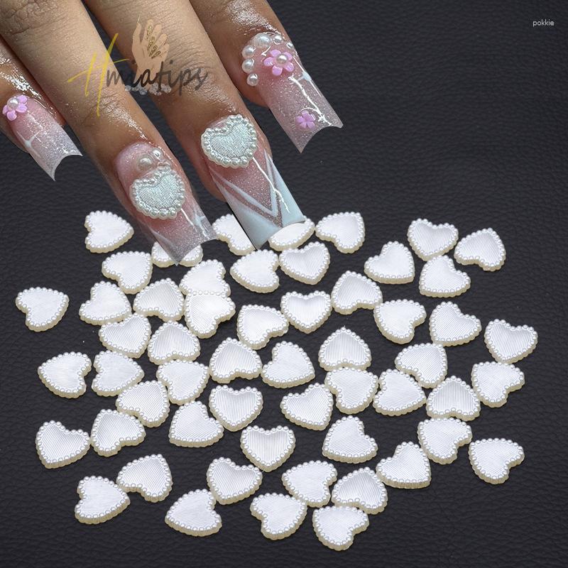 

Nail Art Decorations 100Pcs 3D Charms Pink Pearls Beads Manicure Stereoscopic DIY ABS Heart Parts Nails Accessories For Kawaii Design