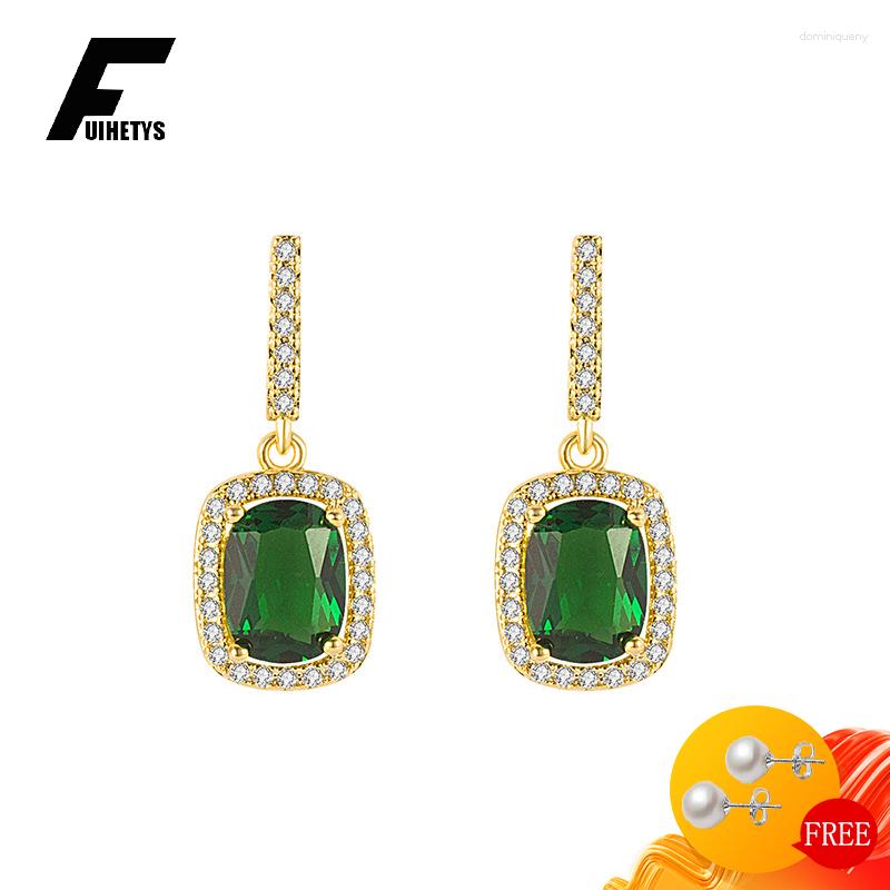 

Dangle Earrings Vintage Drop For Women 925 Silver Jewelry With Emerald Zircon Gemstone Earring Wedding Engagement Party Gift Wholesale