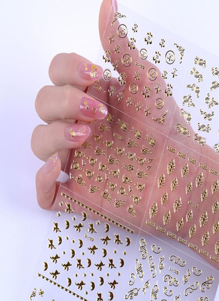 

30pcsset mix send Sexy 3d gold nail stickers personality fashion nails children cute nail art decals manicure sticker6106637