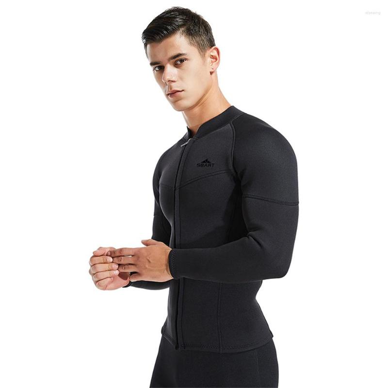 

Women's Swimwear SBART Diving Suit 3mm Wetsuit Jackets Men Neoprene Jacket For Kitesurfing Clothes Front Zip, Black