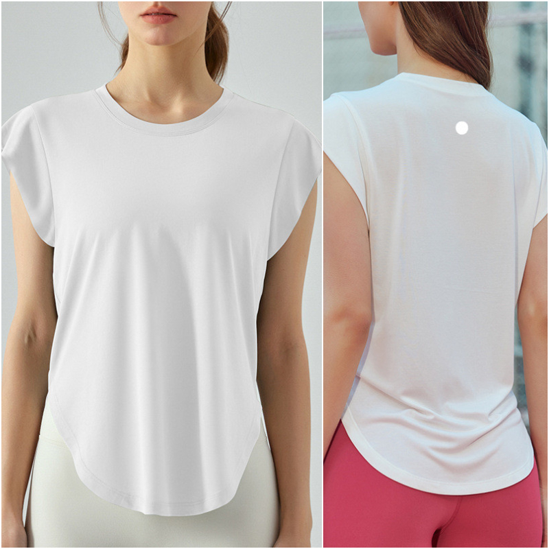 

LL-DSG420 Women's Yoga Outfit Short Sleeve Tshirt Solid Color Sports Shirts Running Excerise Gym Fitness Trainer Girls Jogging Sportswear Fast Dry Tops, Purple