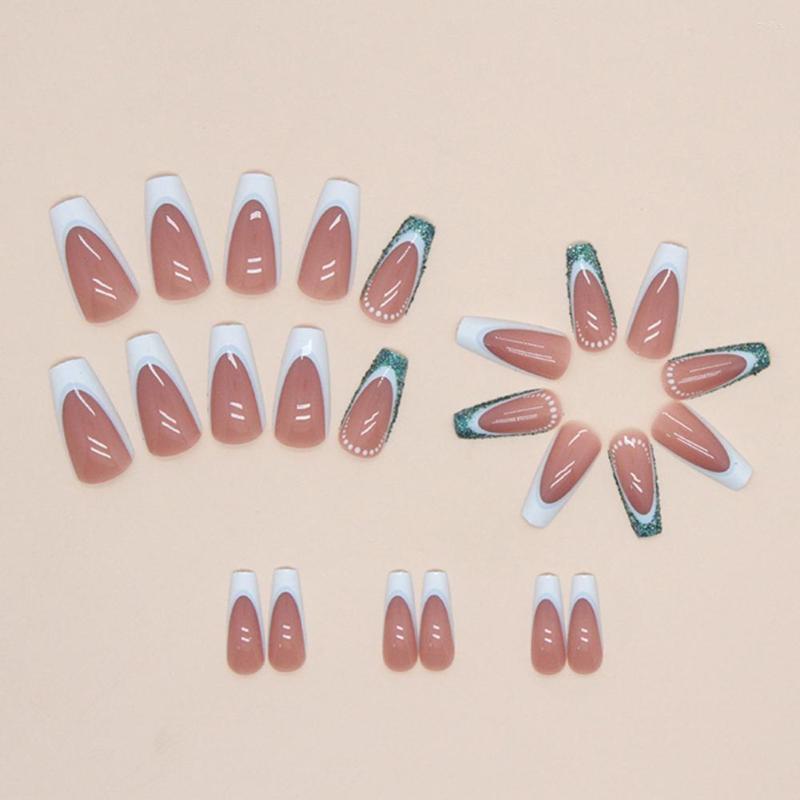 

False Nails 24Pcs/Set Nail Tips No Harm Detachable Beautiful Decoration Fine Workmanship DIY Ballet French Glitter Art Patches, Sets