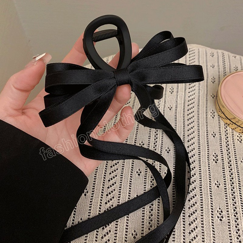 

Black Bowknot Hair Clip for Girls Korean Style Versatile Large Hair Claw Ribbon Hairpin Woman Popular 2023 Summer Accessories
